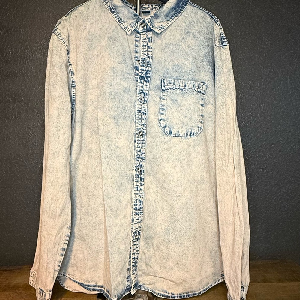 SHEIN Blue Acid Wash Denim Shirt